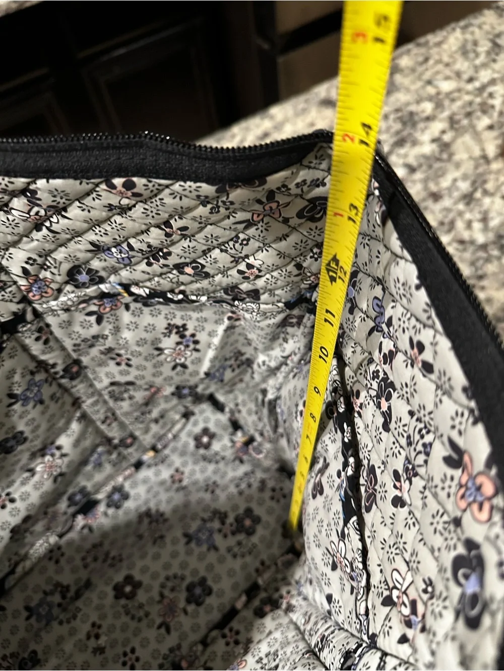 Vera Bradley Miller Travel Quilted Large Tote Black Floral Holland Garden